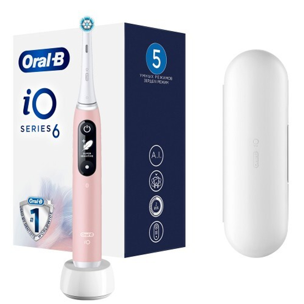 Электрическая зубная щетка ORAL-B IO6 SENS ED. PINK SAND+CASE