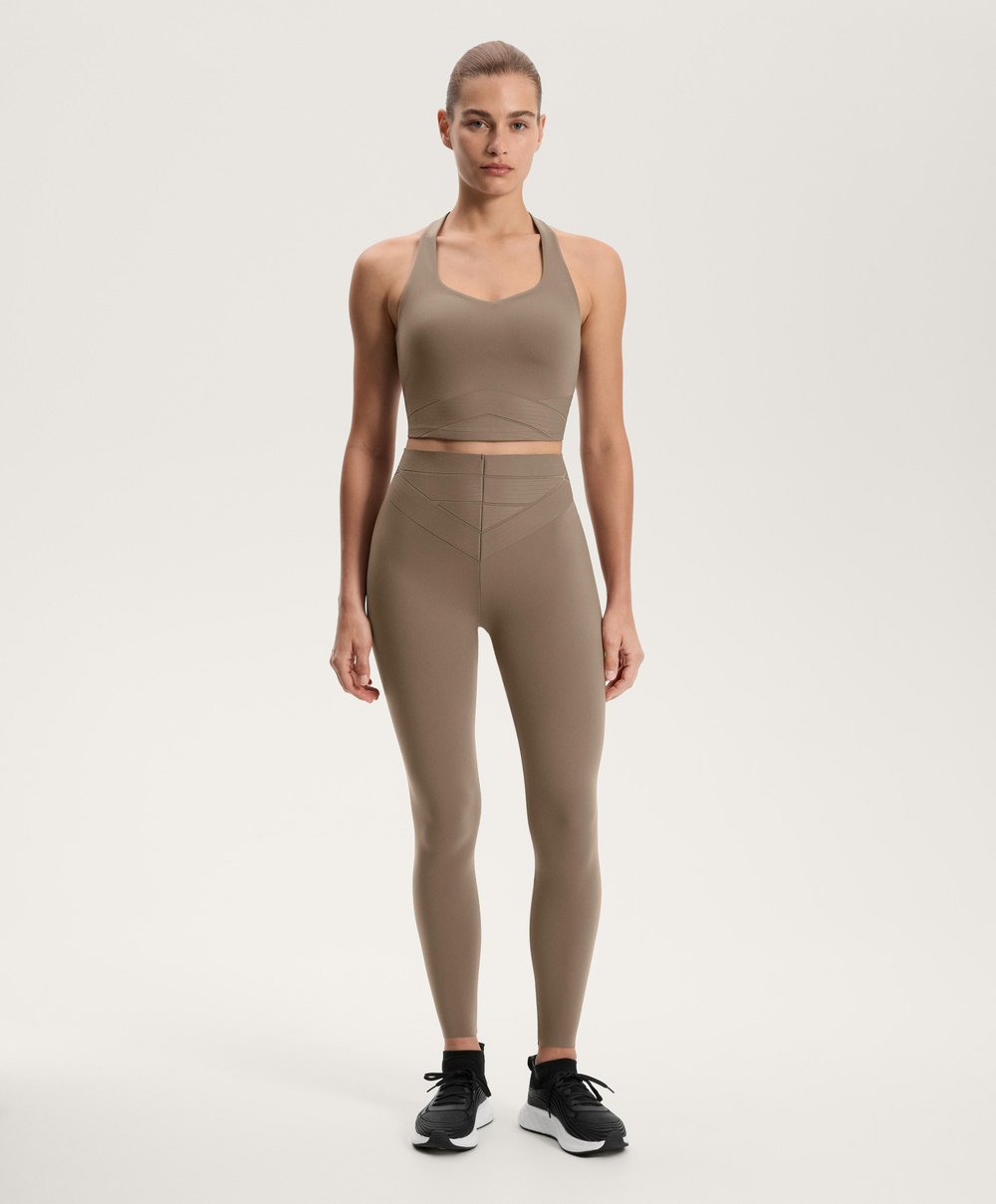 OYSHO Легинсы Compressive core control длиной до щиколотки с высокой посадкой, мокко