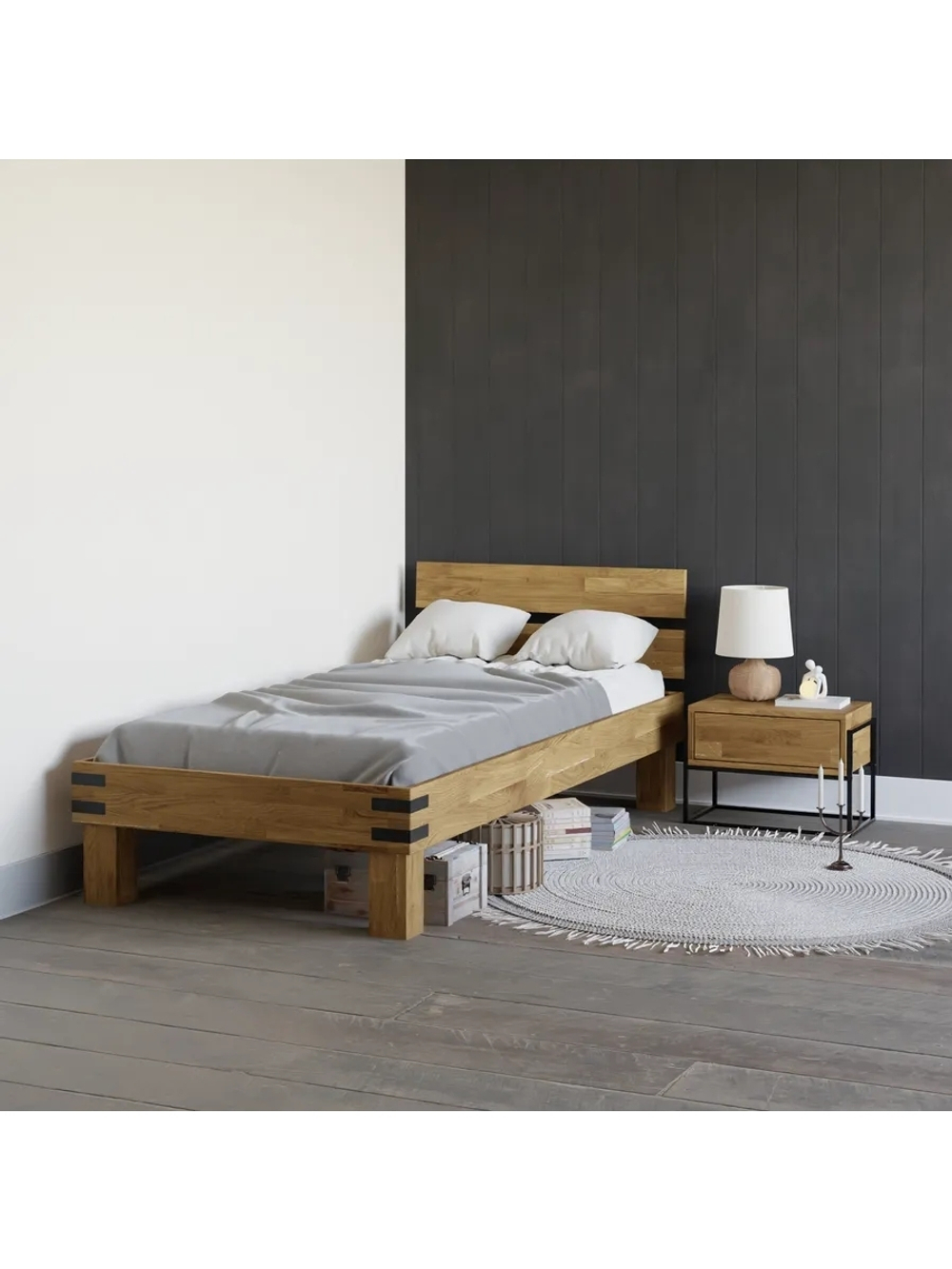 Кровать Дубовая классика 90х200 из массива дуба