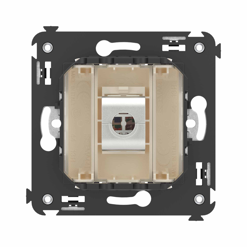 Компьютерная розетка RJ-45 без шторки в стену, кат.6А одинарная экранированная, "Avanti", "Ванильная дымка"