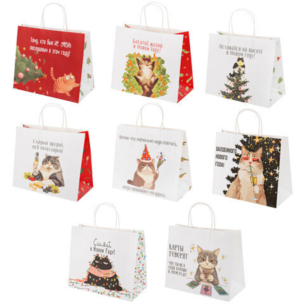 Сумка Крафт 28*24*14см Котики ассорти 1 шт