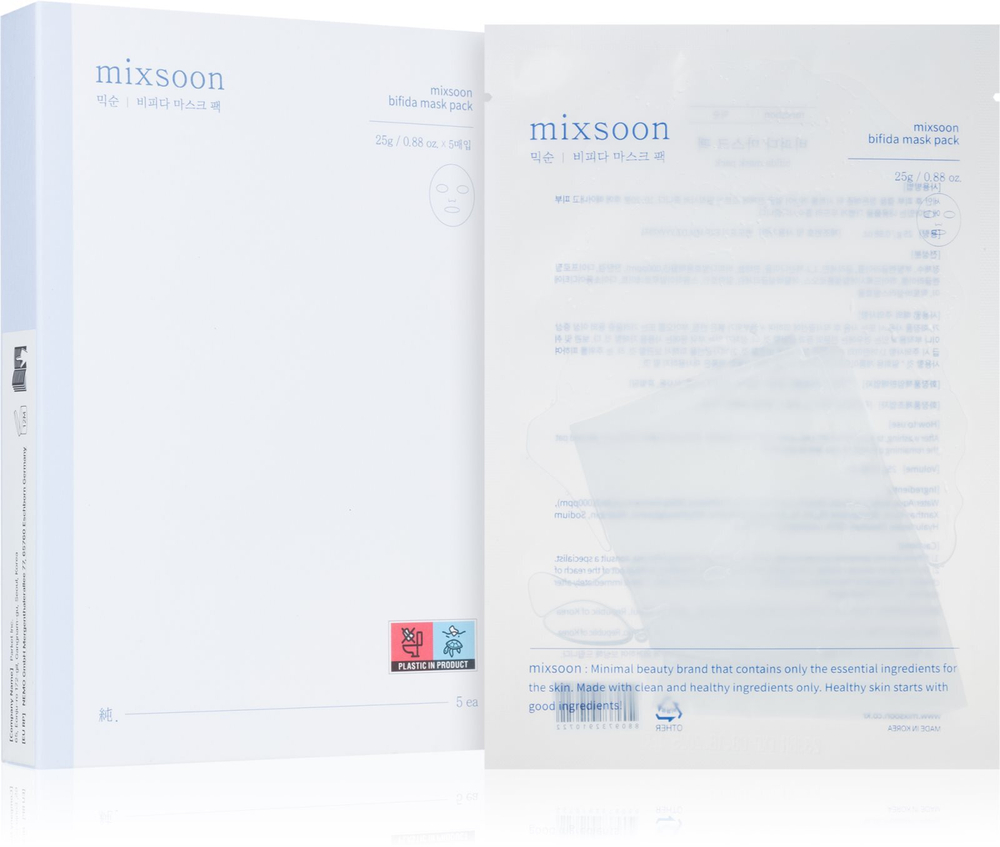 mixsoon Bifida - увлажняющая тканевая маска с пробиотиками /   5x25  g  / GTIN 8809732910739