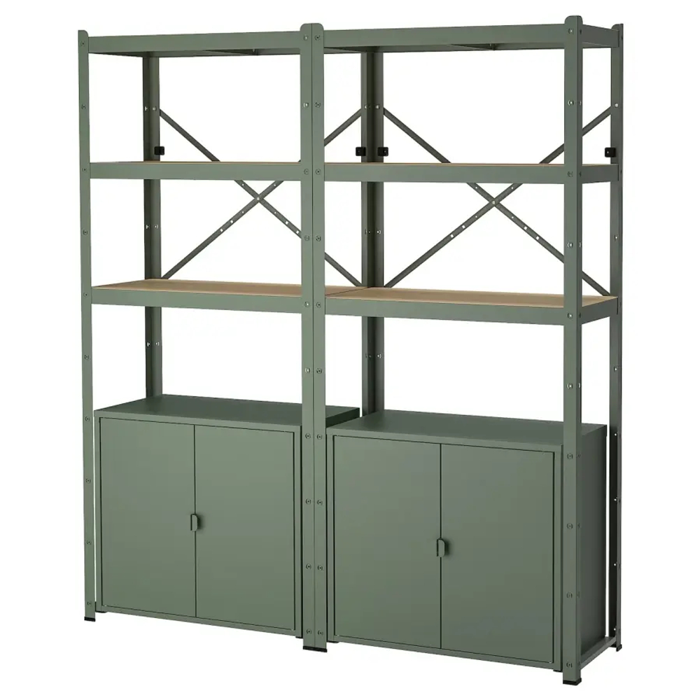 Стеллаж - IKEA BROR, 170х40х190 см, серо-зеленый, БРУР ИКЕА