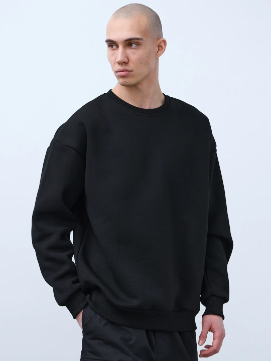 Свитшот оверсайз, с начесом (черный)