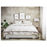 Двуспальная кровать - IKEA ASKVOLL/LURÖY/LUROY, 200х140 см, белый, АСКВОЛЬ/ЛУРОЙ ИКЕА
