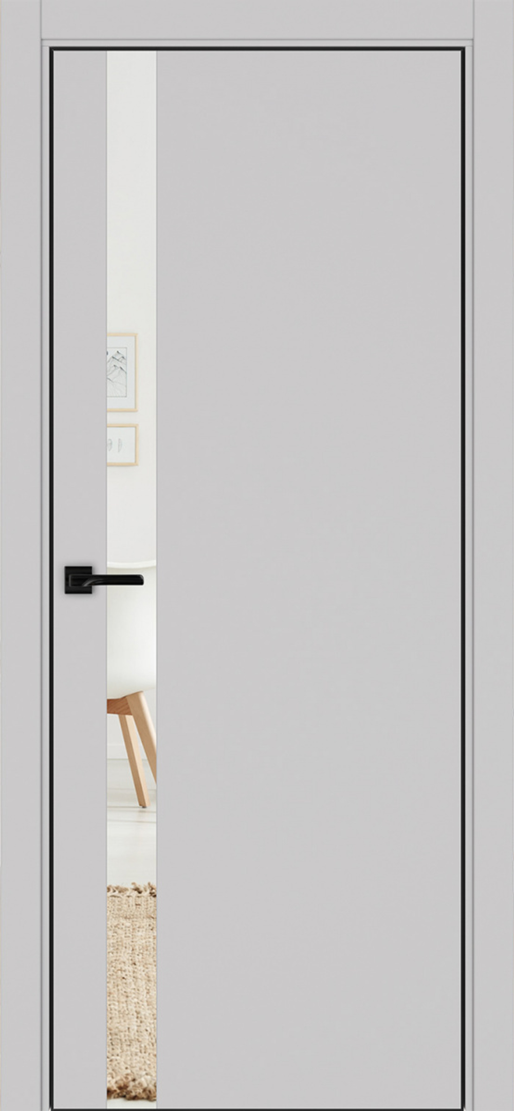 Межкомнатная дверь Optima Porte НЕАПОЛЬ 211 Зеркало, Алюминиевая кромка SB (матовый чёрный) с 4-х сторон