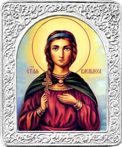 Святая Василисса. Маленькая икона в серебряной раме