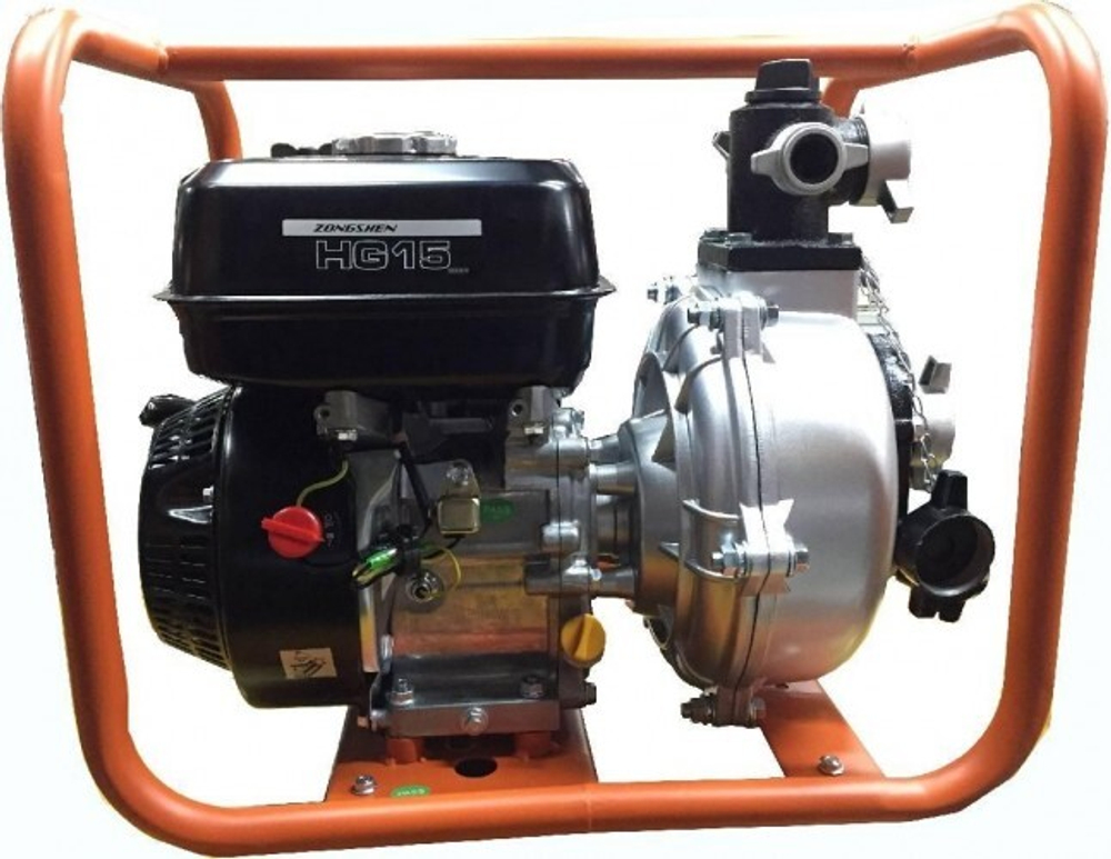Мотопомпа бензиновая ZONGSHEN HG 15 для слабозагрязненной воды, высоконапорная 1T90SHG15