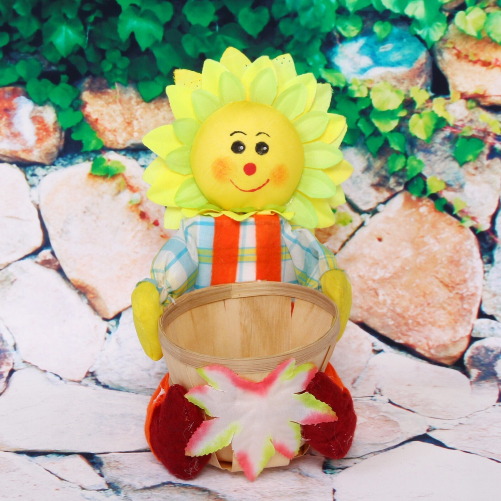 Кашпо плетеное с фигурой d-11см «Подсолнух» 23см ДоброСад