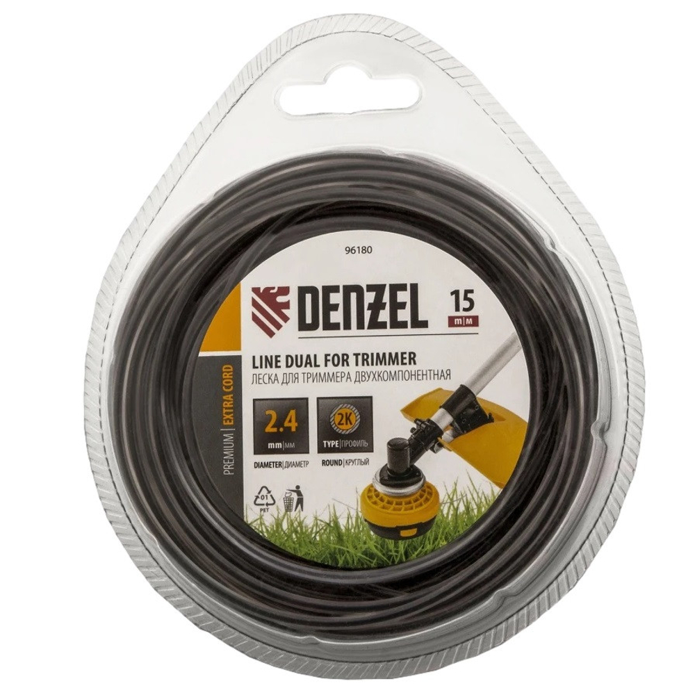 Леска для триммера Denzel 96180 Extra Cord круг двухкомпонентная 2,4 мм 15 м
