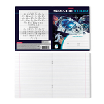 Тетрадь 12л., линия, Erich Krause, скрепка, блок офсет, мелован. картон "Space Tour", ассорти
