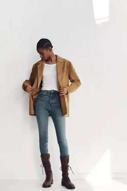 ZARA БЛЕЙЗЕР ИЗ ЗАМШИ, СВЕТЛЫЙ ЖЕЛТО-КОРИЧНЕВЫЙ