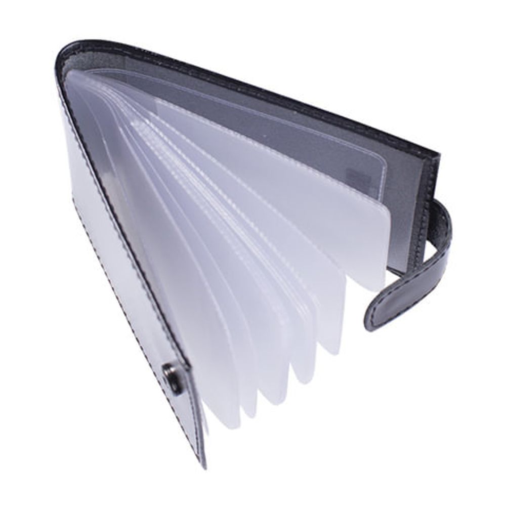 Визитница карманная BEFLER "Classic" на 40 визиток, натуральная кожа, кнопка, черная, V.31.-1