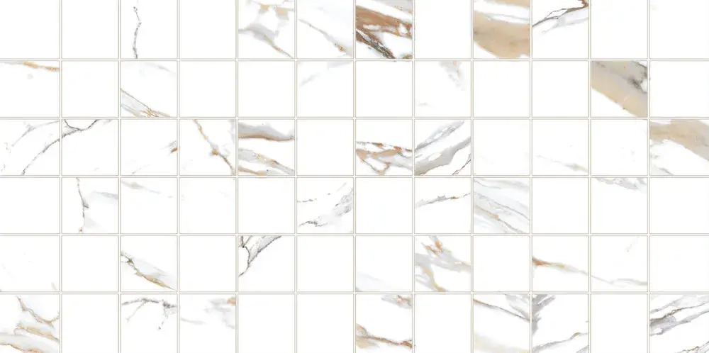 Настенная плитка ALMA Ceramica TWU09DKT014 Dakota 50x24.9 белая глянцевая рельефная под мозаику