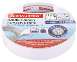 227268 Двухсторонняя клейкая лента 19ммх10м Б/О BRAUBERG 227268
