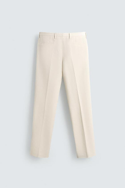 ZARA БРЮКИ REGULAR FIT СО СКЛАДКАМИ, ЭКРЮ