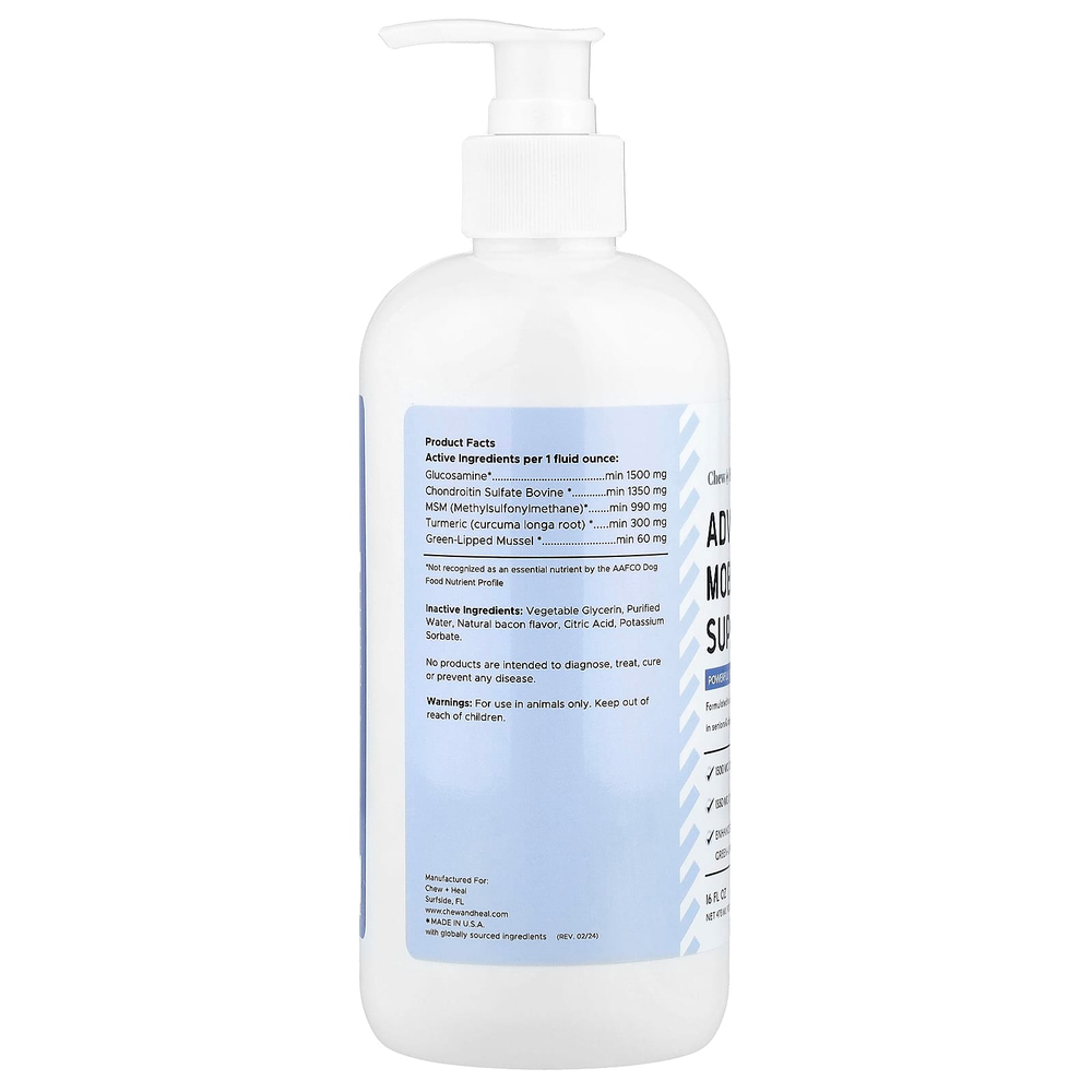 Chew + Heal, Advanced Mobility Support, средство для поддержки подвижности, для собак, 473 мл (16 жидк. унций)