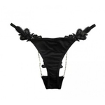 Стринги с ажурными деталями и стразами (черные)