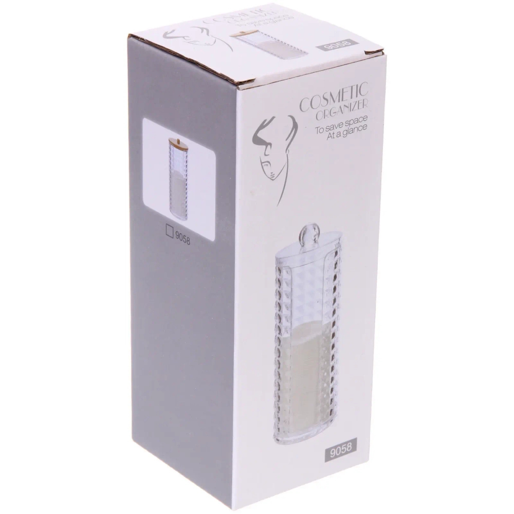 Диспенсер для ватных дисков «КАПЕЛЛА», прозрачный, 7.3*19см