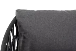 "Диего" диван 2-местный плетеный из роупа, каркас алюминий темно-серый (RAL7024) муар, роуп темно-серый круглый, ткань темно-серая 027