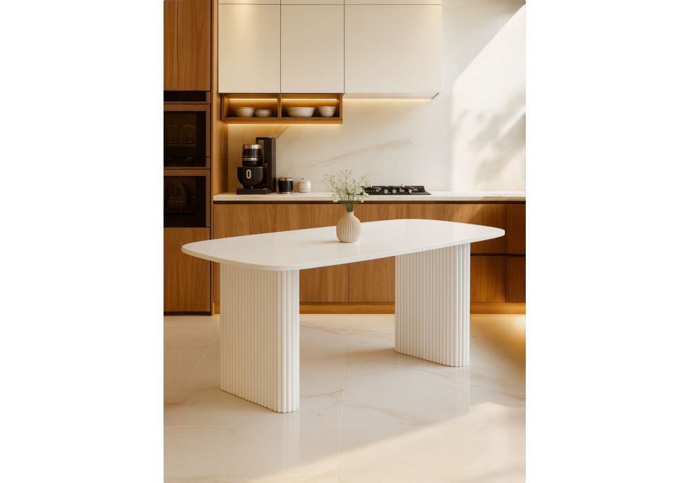 Стол деревянный Woodville Бавария B 160 х 90 белая пленка шагрень, белый, ножки белые