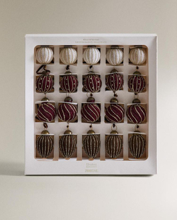 ZARA HOME НАБОР ЕЛОЧНЫХ УКРАШЕНИЙ ИЗ БАРХАТНЫХ БЕЛЫХ ШАРИКОВ (УПАКОВКА ИЗ 20 ШТУК), КОРИЧНЕВЫЙ