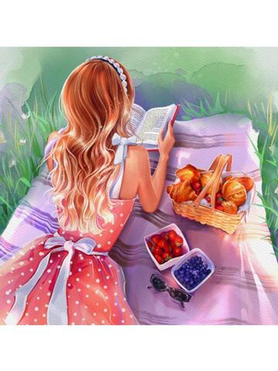 Алмазная мозаика 30х30см. "Летний пикник" блест. с полн.заполнен.на подрам. (Арт.НД-1053)