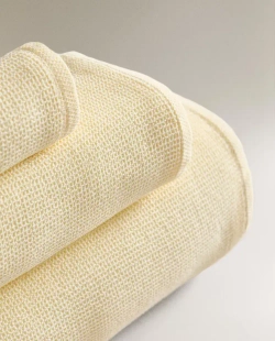 ZARA HOME ВАФЕЛЬНОЕ БАННОЕ ПОЛОТЕНЦЕ, ЖЕЛТЫЙ