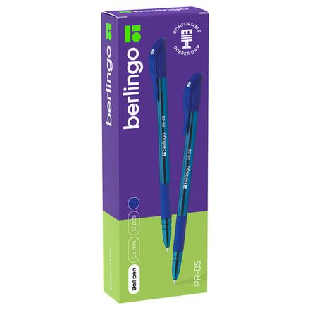 Набор Ручка шариковая Berlingo PR-05 синяя, 0.5мм, резиновый грип, набор 12 шт