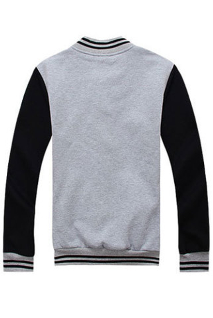 Куртка бомбер серый с черными рукавами