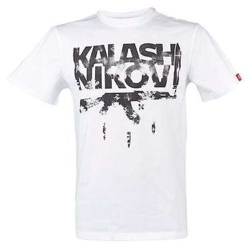 Футболка белая, принт Kalashnikov автомат, 100% хлопок