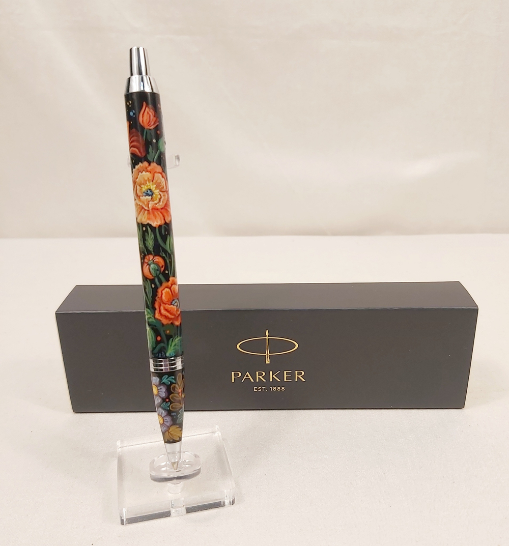 Ручка "Маки" с ручной росписью Палех