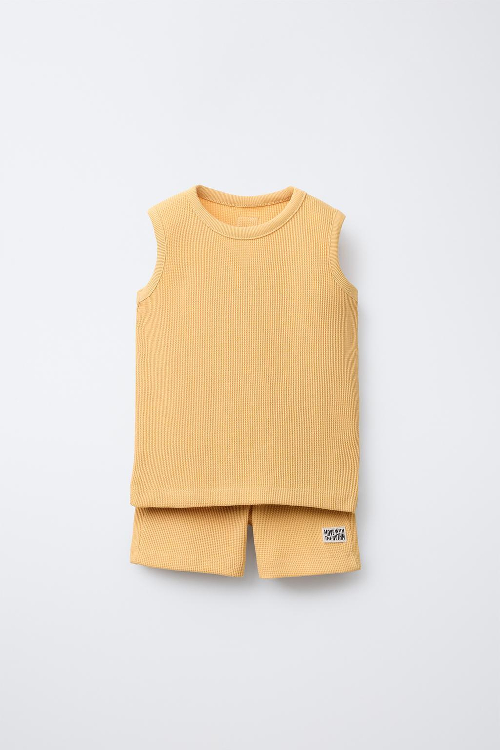 ZARA КОМПЛЕКТ ИЗ ТОПА И ШОРТОВ-БЕРМУДОВ ИЗ РИФЛЕНОГО ТРИКОТАЖА, ПАСТЕЛЬНО-ЖЕЛТЫЙ