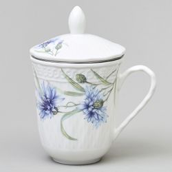 КРУЖКА ЗАВАРОЧНАЯ LEFARD "ВАСИЛЬКИ" С КРЫШКОЙ И СИТОМ 350 МЛ