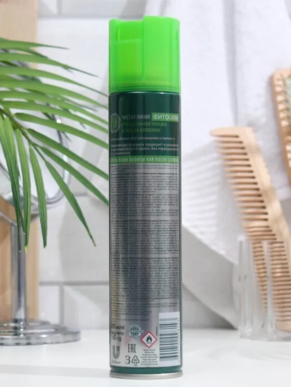 Лак для укладки волос Чистая линия "Объем от корней", сильная фиксация, 200 мл