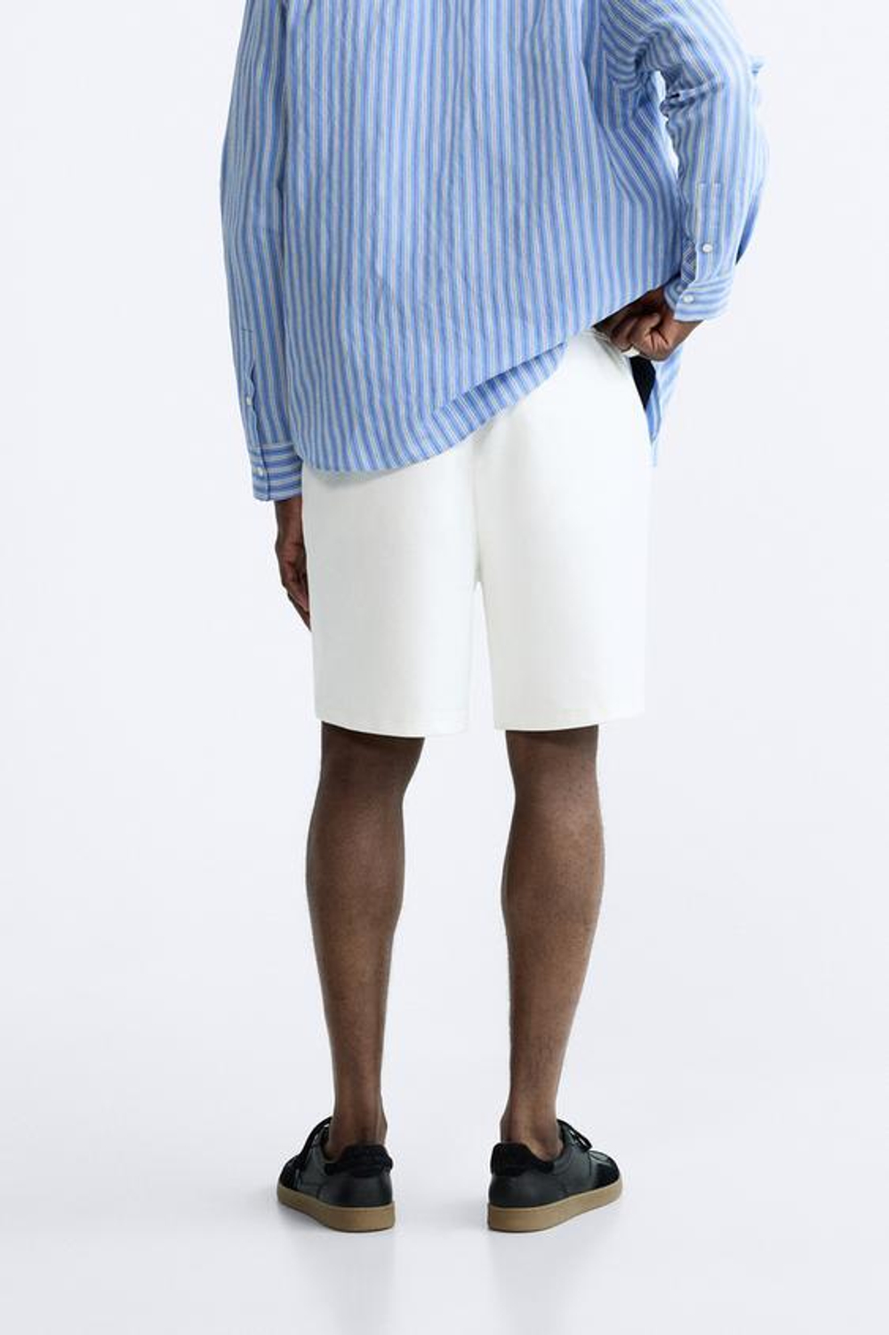 ZARA ШОРТЫ ИЗ МЯГКОЙ РЕЛЬЕФНОЙ ТКАНИ, ЖЕЛТОВАТО-БЕЛЫЙ