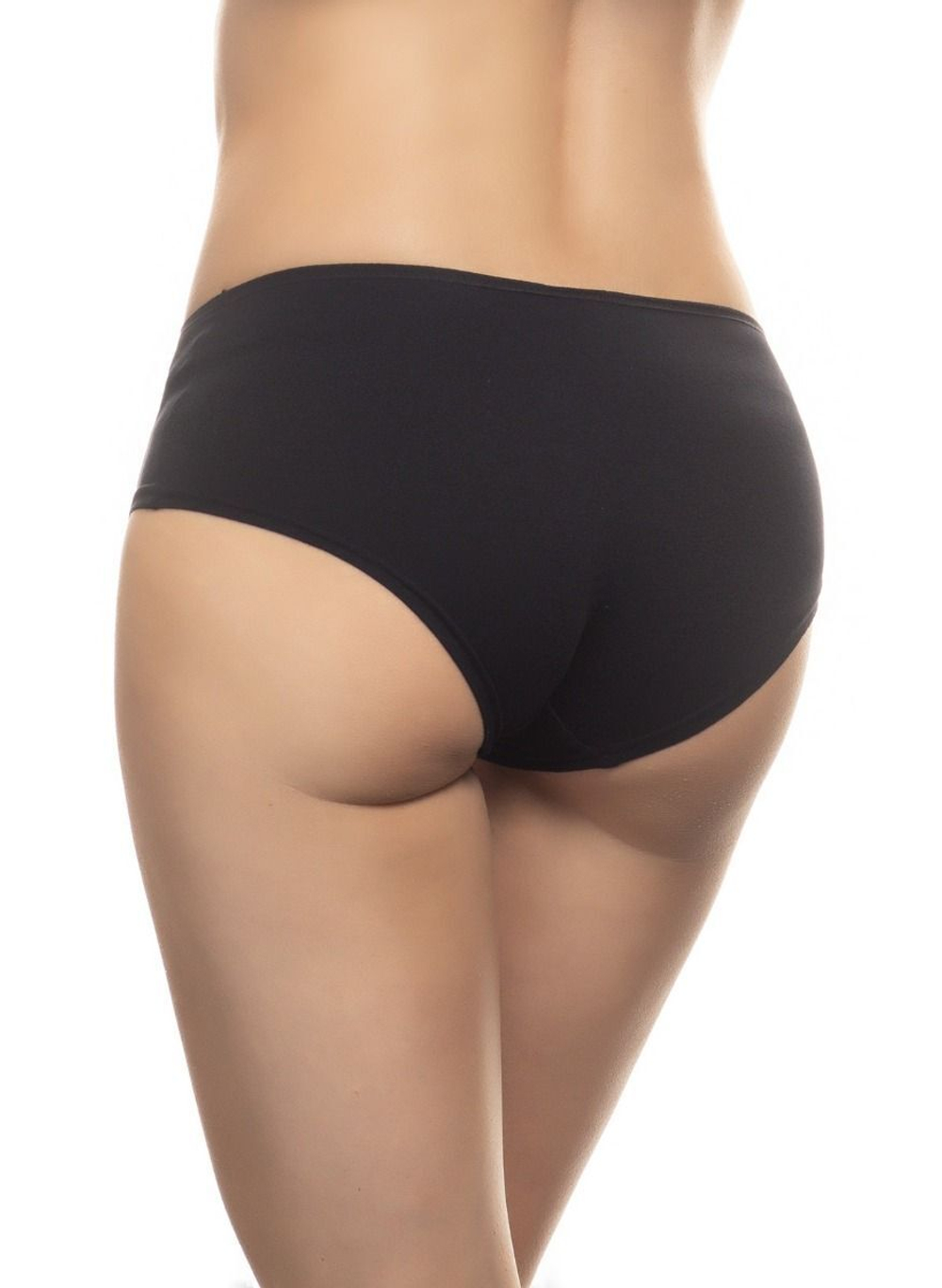 Хлопковые трусики-шорты со средней линией талии (Размер: S) (Цвет: черный)