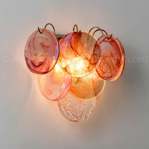 Бра Cloyd LINZE-B W2 / выс. 32 см - латунь - розов.стекло (арт.20481)