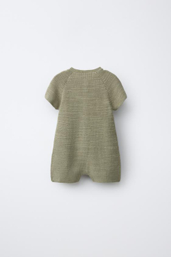 ZARA КОРОТКИЙ КОМБИНЕЗОН С ЖЕМЧУЖНЫМ УЗОРОМ, ХАКИ