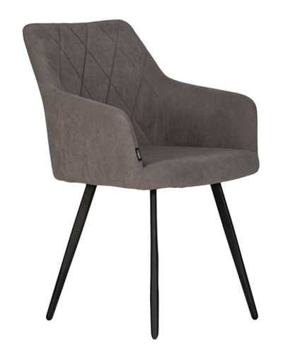 Стул обеденный DOBRIN ROBY, ЭМАЛЬ ЧЕРНЫЙ МУАР велюр Catania Stone