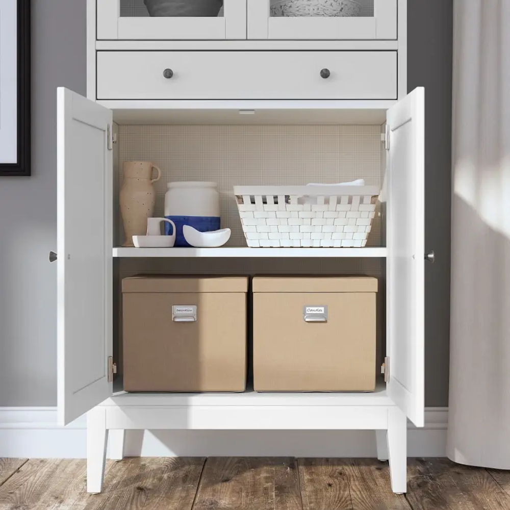Шкаф со стеклянными дверцами - IDANÄS/IDANАS  IKEA/ ИДАНАС ИКЕА, 81x39x211 см, белый