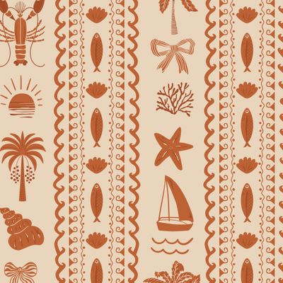 Коричневый тропический летний пляж в полоску