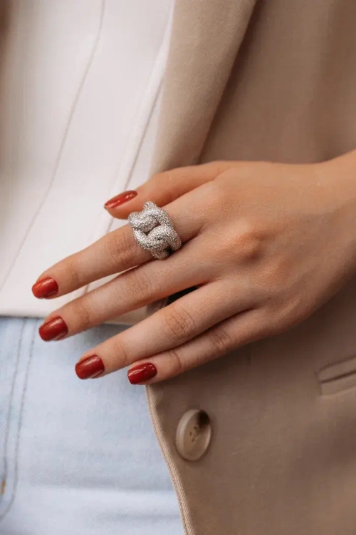 Кольцо "Цепь" в россыпи