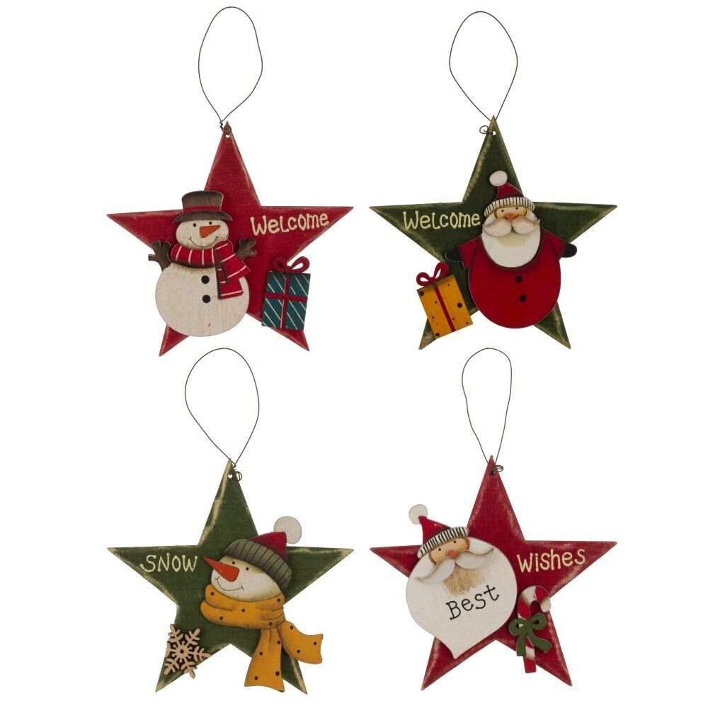 GAEM Изделие декоративное подвесное "Снеговик/ Дед Мороз", L14 W1 H14 см, 4в.