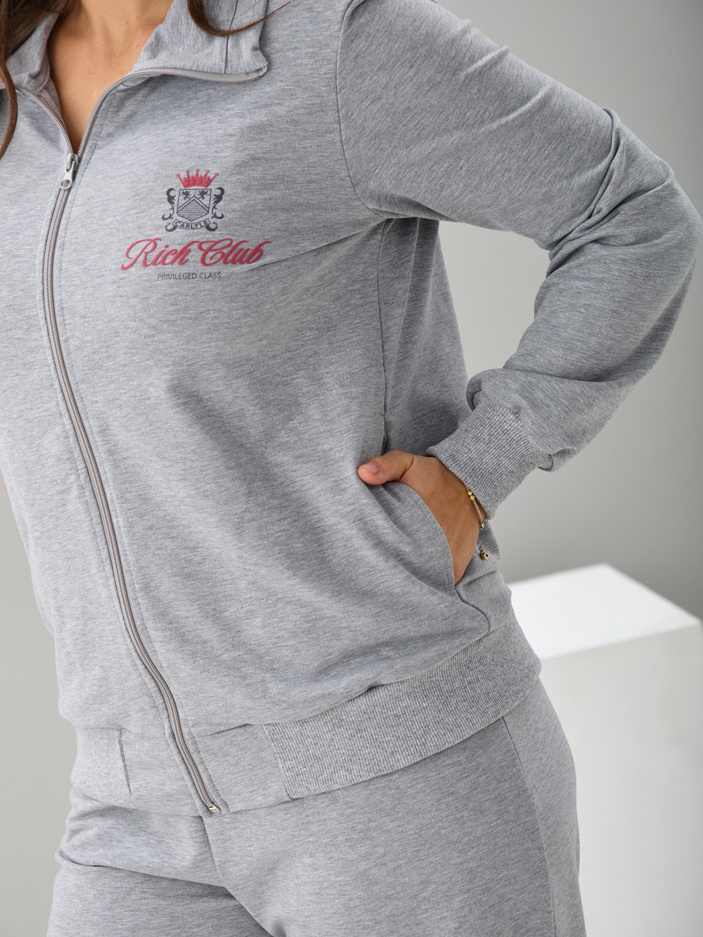 Костюм с брюками КБ-384/серый-меланж-п