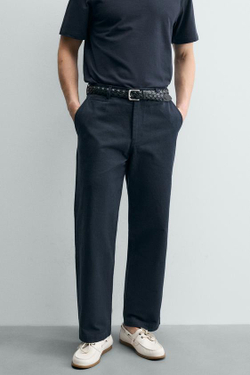 ZARA БРЮКИ ЧИНОС STRAIGHT FIT, МОРСКОЙ СИНИЙ