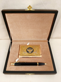 Набор "Гербовый" №20 визитница (Златоуст), ручка