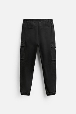 ZARA БРЮКИ КАРГО, ЧЕРНЫЙ