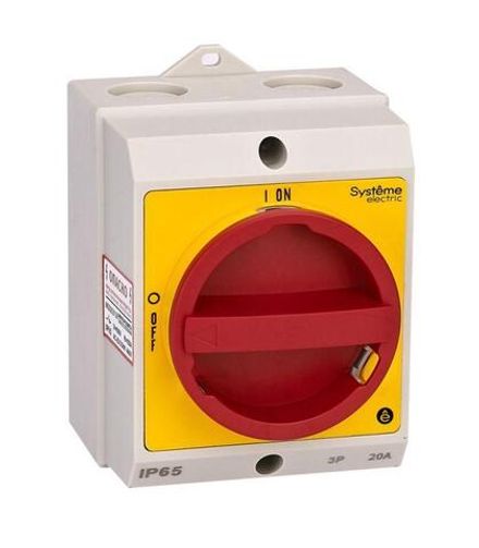 Выключатель-разъединитель главный аварийный 4п 20А IP65 закрытого исп. с замком SE MSD20411R