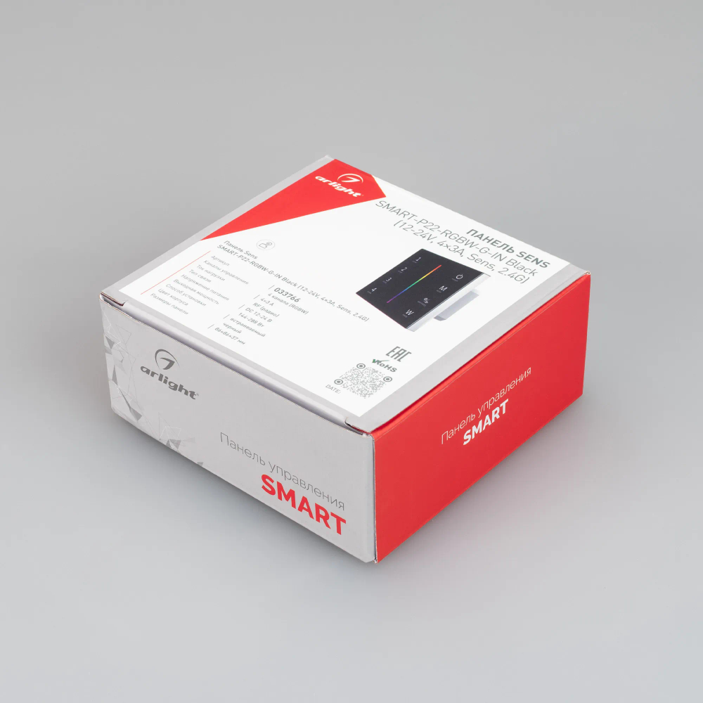 Панель SMART-P22-RGBW-G-IN Black (12-24V, 4x3A, Sens, 2.4G) (Arlight, IP20 Пластик, 5 лет) 033766